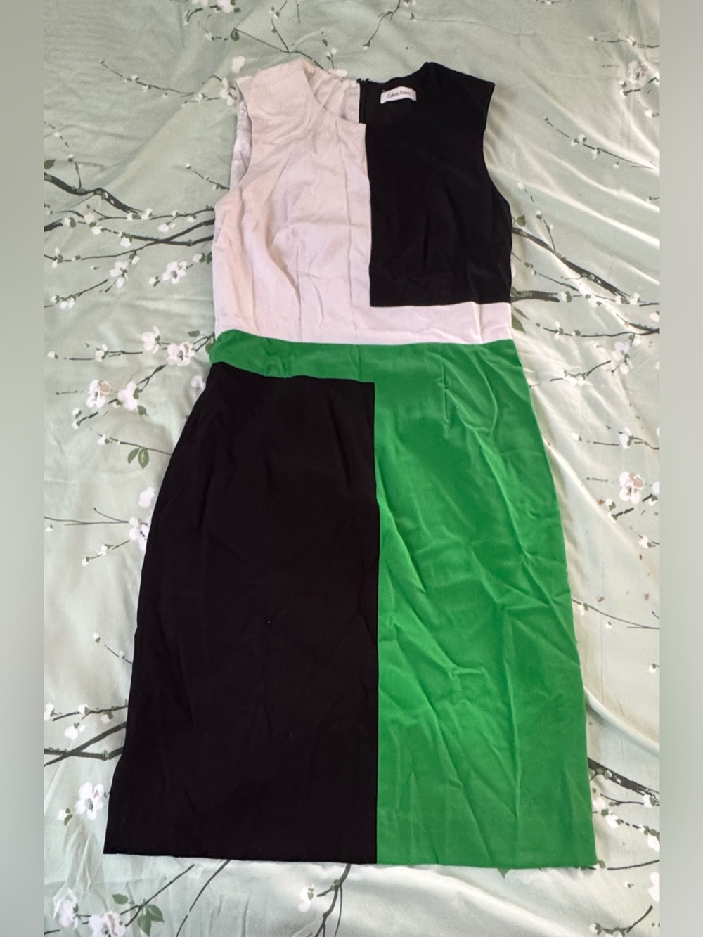Calvin Klein Green Black White Sleeveless Maxi Dress-100% Polyester - Picture 7 of 10
